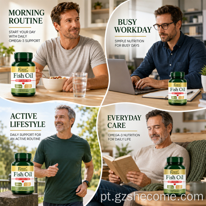 Shecome Óleo de Peixe Softgels Suporte ao Coração Omega 3